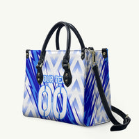 Personalized Uzbekistan Soccer Leather Bag Wolf Mascot Chevron Zigzag Pattern