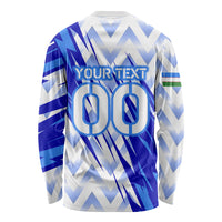 Personalized Uzbekistan Soccer Long Sleeve Shirt Wolf Mascot Chevron Zigzag Pattern