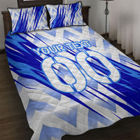 Personalized Uzbekistan Soccer Quilt Bed Set Wolf Mascot Chevron Zigzag Pattern
