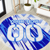 Personalized Uzbekistan Soccer Round Carpet Wolf Mascot Chevron Zigzag Pattern