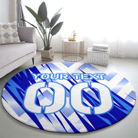 Personalized Uzbekistan Soccer Round Carpet Wolf Mascot Chevron Zigzag Pattern