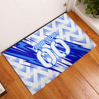 Personalized Uzbekistan Soccer Rubber Doormat Wolf Mascot Chevron Zigzag Pattern