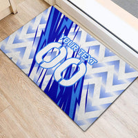 Personalized Uzbekistan Soccer Rubber Doormat Wolf Mascot Chevron Zigzag Pattern