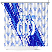 Personalized Uzbekistan Soccer Shower Curtain Wolf Mascot Chevron Zigzag Pattern