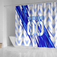 Personalized Uzbekistan Soccer Shower Curtain Wolf Mascot Chevron Zigzag Pattern