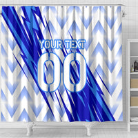 Personalized Uzbekistan Soccer Shower Curtain Wolf Mascot Chevron Zigzag Pattern