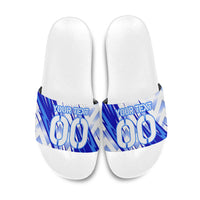 Personalized Uzbekistan Soccer Slide Sandals Wolf Mascot Chevron Zigzag Pattern