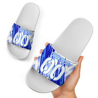 Personalized Uzbekistan Soccer Slide Sandals Wolf Mascot Chevron Zigzag Pattern