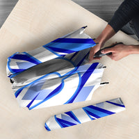 Personalized Uzbekistan Soccer Umbrella Wolf Mascot Chevron Zigzag Pattern