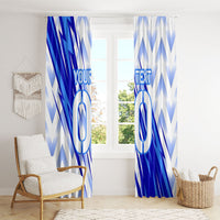 Personalized Uzbekistan Soccer Window Curtain Wolf Mascot Chevron Zigzag Pattern
