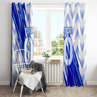 Personalized Uzbekistan Soccer Window Curtain Wolf Mascot Chevron Zigzag Pattern