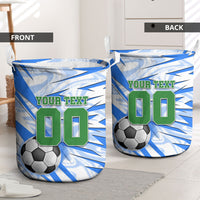 Personalized Uzbekistan Soccer Laundry Basket White Wolves Football Halftone Pattern