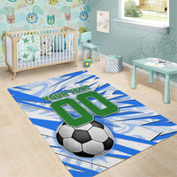 Personalized Uzbekistan Soccer Area Rug White Wolves Football Halftone Pattern