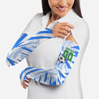 Personalized Uzbekistan Soccer Arm Sleeves White Wolves Football Halftone Pattern