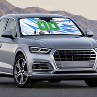 Personalized Uzbekistan Soccer Auto Sun Shade White Wolves Football Halftone Pattern