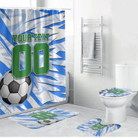 Personalized Uzbekistan Soccer Bathroom Set White Wolves Football Halftone Pattern