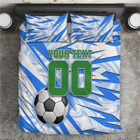Personalized Uzbekistan Soccer Bedding Set White Wolves Football Halftone Pattern