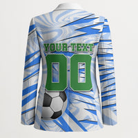 Personalized Uzbekistan Soccer Blazer White Wolves Football Halftone Pattern
