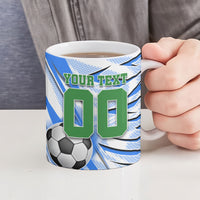 Personalized Uzbekistan Soccer Ceramic Mug White Wolves Football Halftone Pattern