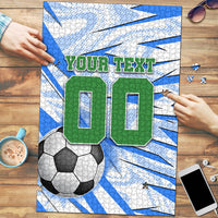 Personalized Uzbekistan Soccer Puzzle White Wolves Football Halftone Pattern
