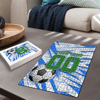 Personalized Uzbekistan Soccer Puzzle White Wolves Football Halftone Pattern
