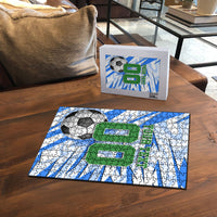 Personalized Uzbekistan Soccer Puzzle White Wolves Football Halftone Pattern