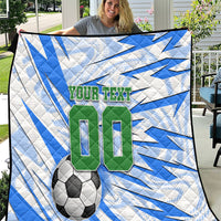 Personalized Uzbekistan Soccer Quilt White Wolves Football Halftone Pattern