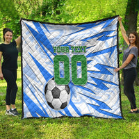 Personalized Uzbekistan Soccer Quilt White Wolves Football Halftone Pattern