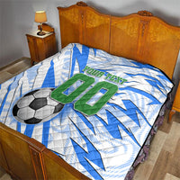 Personalized Uzbekistan Soccer Quilt White Wolves Football Halftone Pattern