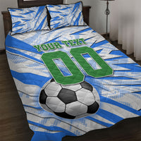 Personalized Uzbekistan Soccer Quilt Bed Set White Wolves Football Halftone Pattern