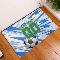 Personalized Uzbekistan Soccer Rubber Doormat White Wolves Football Halftone Pattern