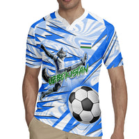 Personalized Uzbekistan Soccer Rugby Jersey White Wolves Football Halftone Pattern