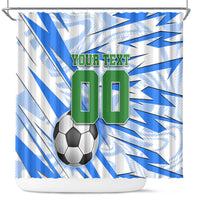 Personalized Uzbekistan Soccer Shower Curtain White Wolves Football Halftone Pattern