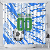 Personalized Uzbekistan Soccer Shower Curtain White Wolves Football Halftone Pattern