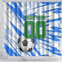 Personalized Uzbekistan Soccer Shower Curtain White Wolves Football Halftone Pattern