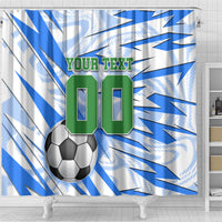 Personalized Uzbekistan Soccer Shower Curtain White Wolves Football Halftone Pattern