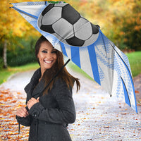 Personalized Uzbekistan Soccer Umbrella White Wolves Football Halftone Pattern