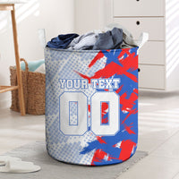 Personalized England Football Laundry Basket Fierce Lion Mascot Abstract Brush Stroke
