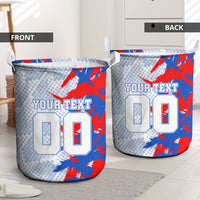 Personalized England Football Laundry Basket Fierce Lion Mascot Abstract Brush Stroke