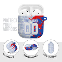 Personalized England Football AirPods Case Fierce Lion Mascot Abstract Brush Stroke