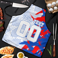 Personalized England Football Apron Fierce Lion Mascot Abstract Brush Stroke