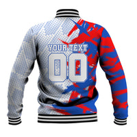 Personalized England Football Baseball Jacket Fierce Lion Mascot Abstract Brush Stroke