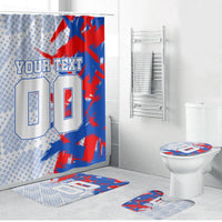 Personalized England Football Bathroom Set Fierce Lion Mascot Abstract Brush Stroke