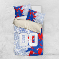 Personalized England Football Bedding Set Fierce Lion Mascot Abstract Brush Stroke