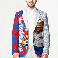 Personalized England Football Blazer Fierce Lion Mascot Abstract Brush Stroke