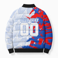 Personalized England Football Bomber Puffer Jacket Fierce Lion Mascot Abstract Brush Stroke