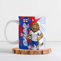 Personalized England Football Ceramic Mug Fierce Lion Mascot Abstract Brush Stroke