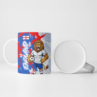 Personalized England Football Ceramic Mug Fierce Lion Mascot Abstract Brush Stroke