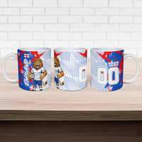 Personalized England Football Ceramic Mug Fierce Lion Mascot Abstract Brush Stroke