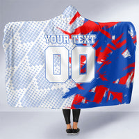 Personalized England Football Hooded Blanket Fierce Lion Mascot Abstract Brush Stroke